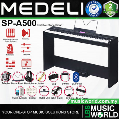 Medeli SP-A500 88 Keys Compact Portable Digital Piano With Backlit LCD Built in Instrument Sound