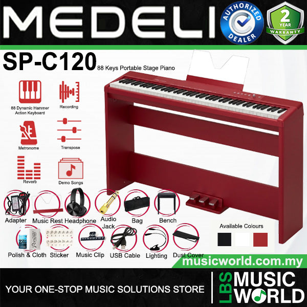 Medeli SP-C120 88 Keys Compact Digital Acoustic Piano Package Built In Dual Headphone Jack
