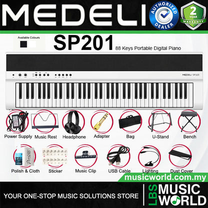 Medeli SP201 88 Keys Slim Digital Piano Built in Stereo Speaker and Companion App Package