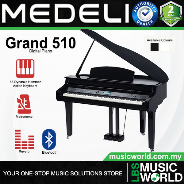 Medeli Grand 510 88 Keys Digital Piano Built in Bluetooth MIDI and Audio with Backlit LCD
