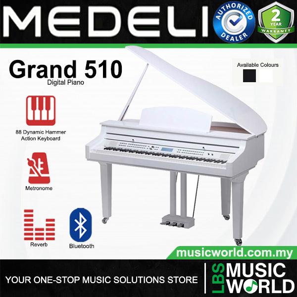 Medeli Grand 510 88 Keys Digital Piano Built in Bluetooth MIDI and Audio with Backlit LCD