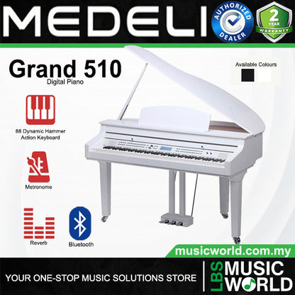Medeli Grand 510 88 Keys Digital Piano Built in Bluetooth MIDI and Audio with Backlit LCD