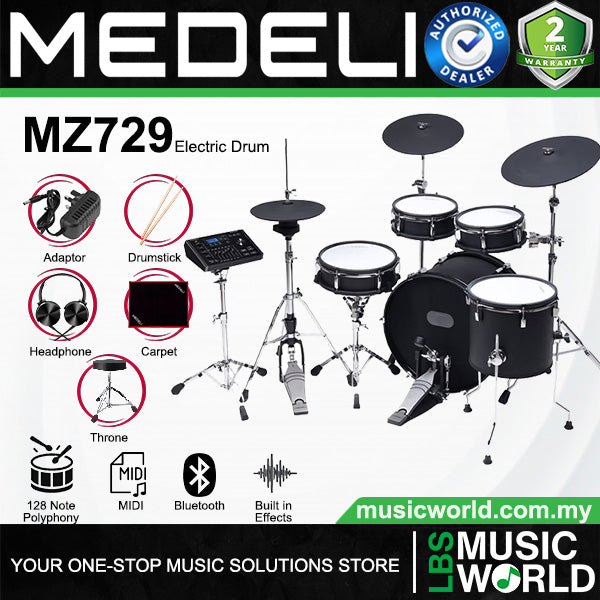 Medeli MZ729 Digital Electric Drum Set Kit Package with Bluetooth