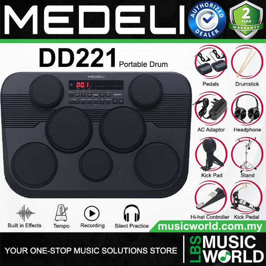 Medeli DD221 7 Pads Portable Tabletop Electric Drum with USB and Built In Speaker