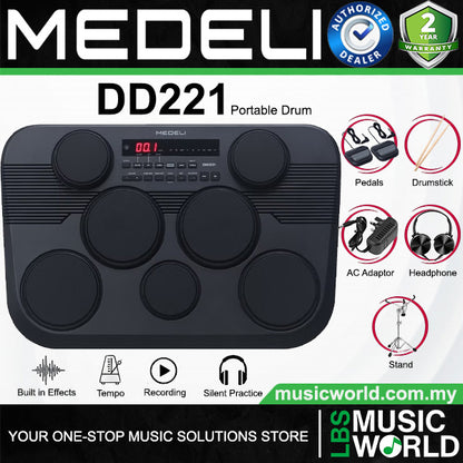 Medeli DD221 7 Pads Portable Tabletop Electric Drum with USB and Built In Speaker