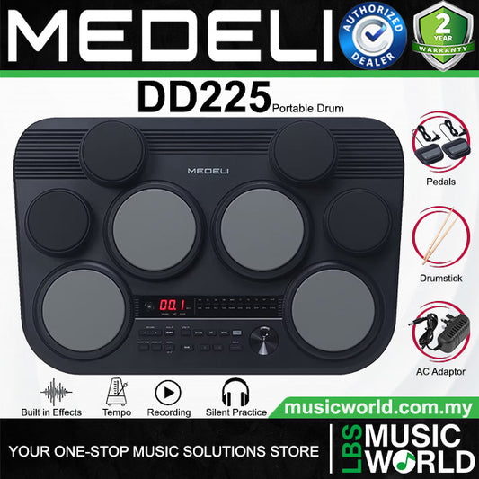 Medeli DD225 8 Pads Portable Tabletop Electric Drum with USB and Built In Speaker