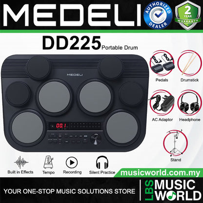 Medeli DD225 8 Pads Portable Tabletop Electric Drum with USB and Built In Speaker