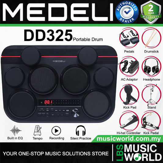 Medeli DD325 8 Pads Portable Compact Electric Drum Kit Package
