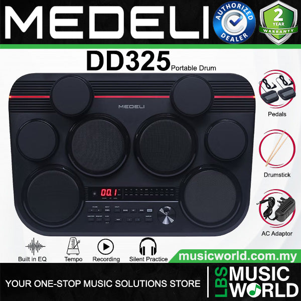 Medeli DD325 8 Pads Portable Compact Electric Drum Kit Package