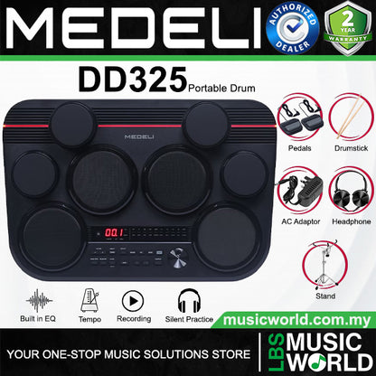 Medeli DD325 8 Pads Portable Compact Electric Drum Kit Package