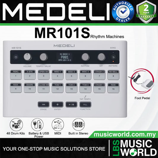 Medeli MR101S Portable Compact Rhythm Machine with Foot Pedal