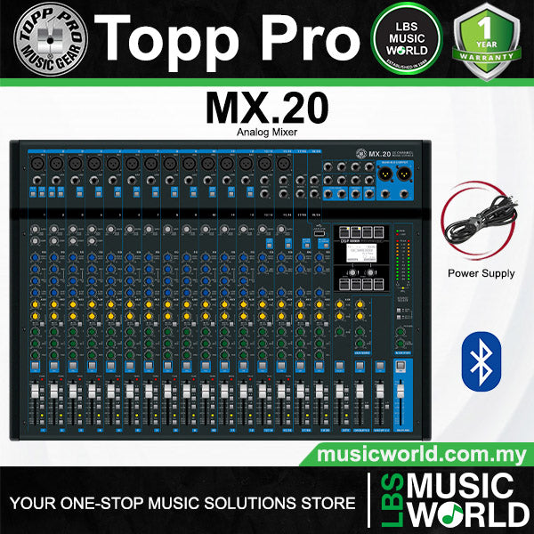 Topp Pro MX.20 20 Channel Analog Mixer Console with USB and Bluetooth (MX20)
