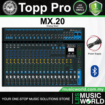 Topp Pro MX.20 20 Channel Analog Mixer Console with USB and Bluetooth (MX20)