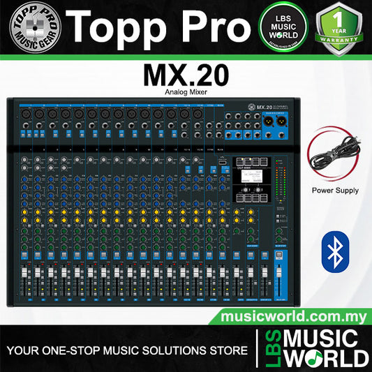 Topp Pro MX.20 20 Channel Analog Mixer Console with USB and Bluetooth (MX20)