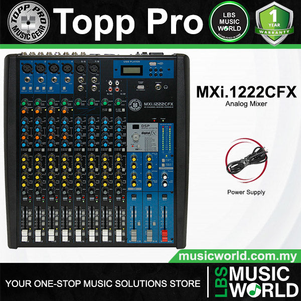 Topp Pro MXi.1222CFX 12 Channel Analog Mixer Built in DSP Effect with 100 Presets (MXi1222CFX)