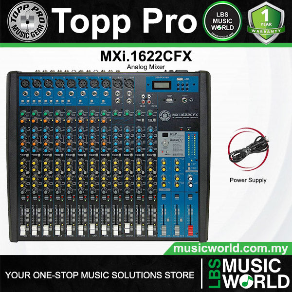 Topp Pro MXi.1622CFX 16 Channel Analog Mixer Built In DSP Effect with 100 Presets (MXi1622CFX)