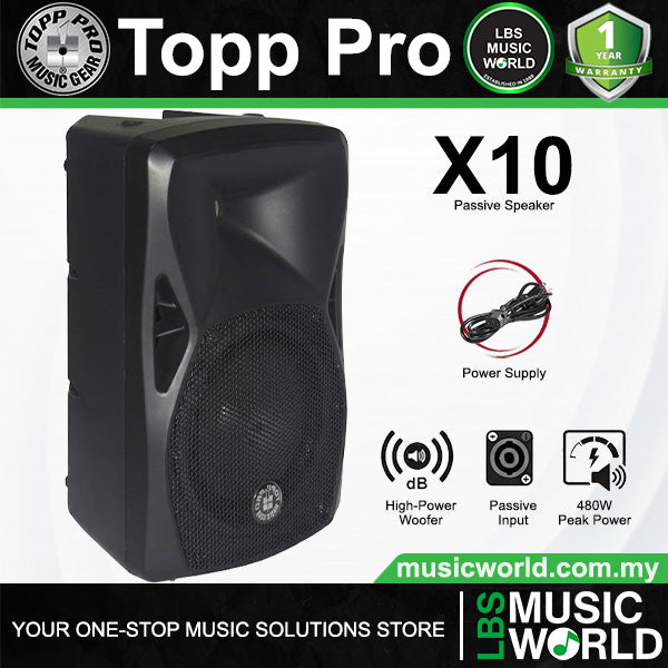 Topp Pro X10 240 Watts 10 Inch 2 Way Passive Speaker Cabinet with Speaker Stand Package