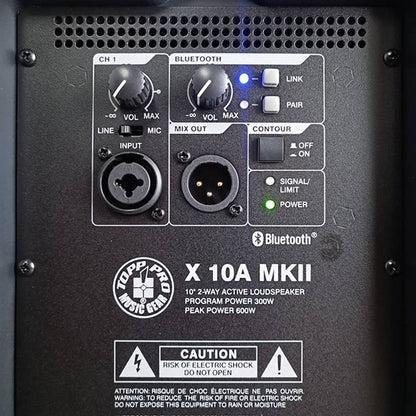 Topp Pro X10A MKII 600 Watts 10 Inch 2 Way Bluetooth Active Speaker with Speaker Stand