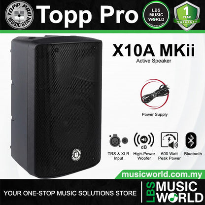 Topp Pro X10A MKII 600 Watts 10 Inch 2 Way Bluetooth Active Speaker with Speaker Stand