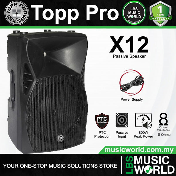 Topp Pro X12 400 Watts 12 Inch 2 Way Vented Passive Speaker Cabinet with Stand Package