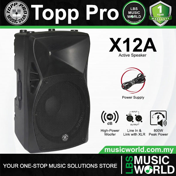 Topp Pro X12A 800 Watts 12 Inch 2 Way Vented Active Speaker with Stand Package