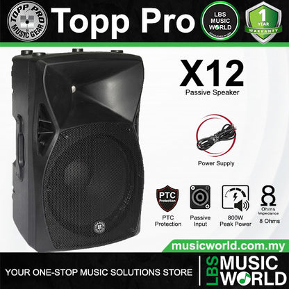 Topp Pro X12 400 Watts 12 Inch 2 Way Vented Passive Speaker Cabinet with Stand Package