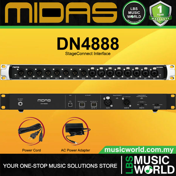 Midas DN4888 32 Channel Bus Powered StageConnect Interface 8 In/8 Out with Analog I/O