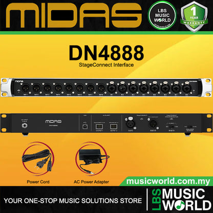 Midas DN4888 32 Channel Bus Powered StageConnect Interface 8 In/8 Out with Analog I/O