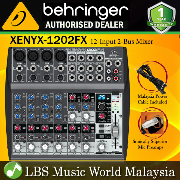 Behringer XENYX-1202FX Premium 12 Input 2 Bus Portable Mixer (XENYX1202FX XENYX 1202FX)