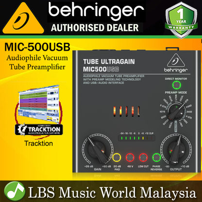 Behringer MIC-500USB Audiophile Vacuum Tube Preamplifier with Preamp Modeling Technology and USB/Audio Interface (MIC500USB MIC500 MIC-500)