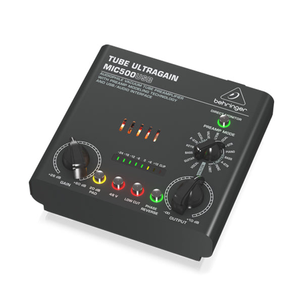 Behringer MIC-500USB Audiophile Vacuum Tube Preamplifier with Preamp Modeling Technology and USB/Audio Interface (MIC500USB MIC500 MIC-500)