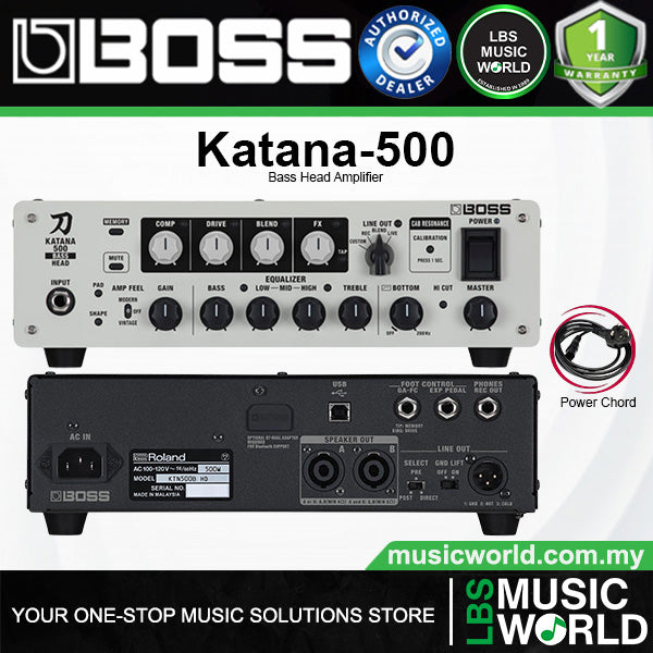 Boss Katana 500 Watt Compact Bass Amplifier Head with Class D Power Amp (KTN-500B-HD)