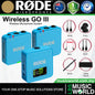 RODE Wireless GO III Dual Channel Compact Wireless Microphone System (Gen 3)