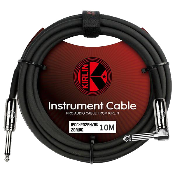 Kirlin Cable IPCC-202PN Right Angle L Mono Instrument Cable For Electric Acoustic Bass Guitar Speaker Amp Keyboard Bass Amplifier Drum - Black
