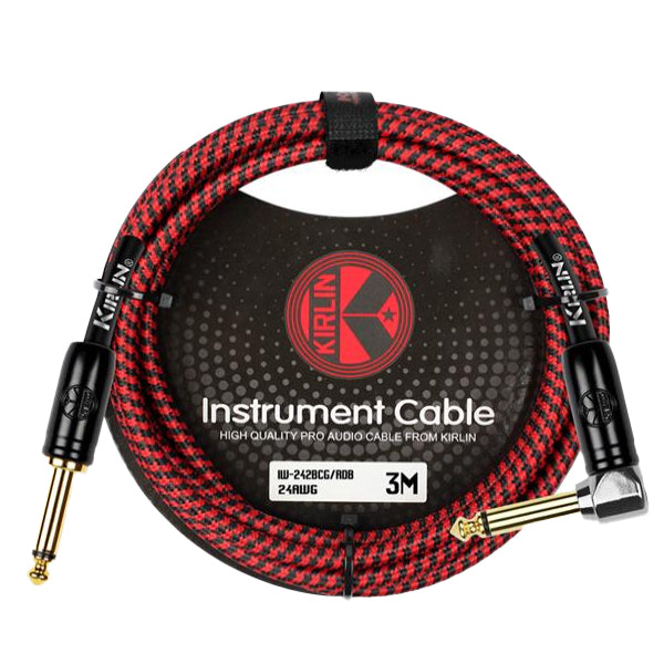 Kirlin IW-242BCG/RDB Original Gold Tip Woven Instrument Cable for Electric Acoustic Guitar Keyboard Bass Amplifier - Red