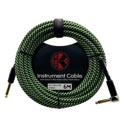 Kirlin IW-242BCG/GRB Original Gold Tip Woven Instrument Cable for Electric Acoustic Guitar Keyboard Bass Amplifier - Green
