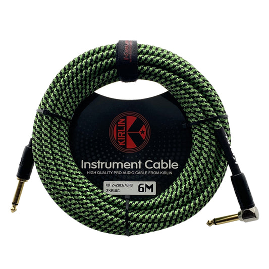 Kirlin IW-242BCG/GRB Original Gold Tip Woven Instrument Cable for Electric Acoustic Guitar Keyboard Bass Amplifier - Green
