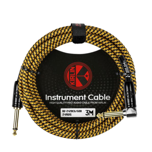 Kirlin IW-242BCG/GOB Original Gold Tip Woven Instrument Cable for Electric Acoustic Guitar Keyboard Bass Amplifier - Gold