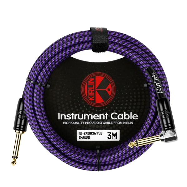 Kirlin IW-242BCG/PUB Original Gold Tip Woven Instrument Cable for Electric Acoustic Guitar Keyboard Bass Amplifier - Purple