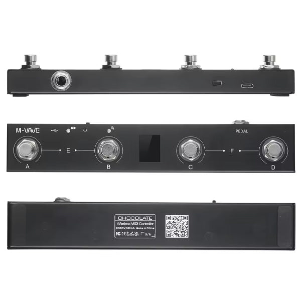 M-VAVE Chocolate Portable Wireless Foot MIDI Controller System with 4 Buttons and Bluetooth