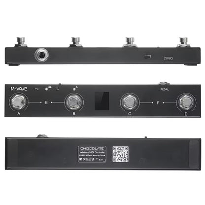 M-VAVE Chocolate Portable Wireless Foot MIDI Controller System with 4 Buttons and Bluetooth