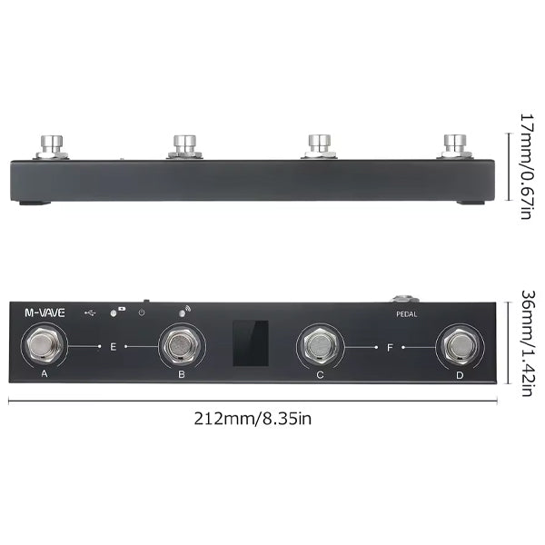 M-VAVE Chocolate Portable Wireless Foot MIDI Controller System with 4 Buttons and Bluetooth
