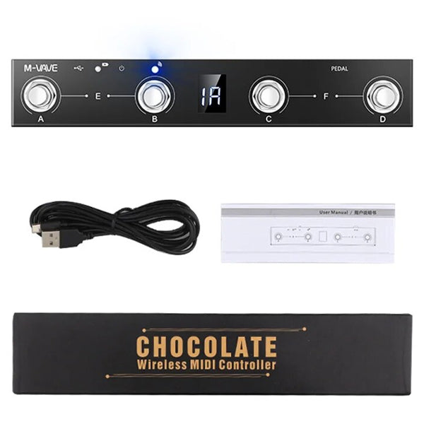 M-VAVE Chocolate Portable Wireless Foot MIDI Controller System with 4 Buttons and Bluetooth