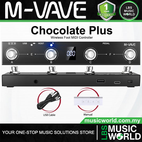 M-VAVE Chocolate Portable Wireless Foot MIDI Controller System with 4 Buttons and Bluetooth