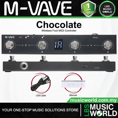 M-VAVE Chocolate Portable Wireless Foot MIDI Controller System with 4 Buttons and Bluetooth