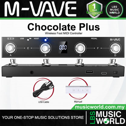 M-VAVE Chocolate Portable Wireless Foot MIDI Controller System with 4 Buttons and Bluetooth