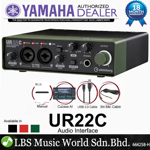 Steinberg UR22C 2X2 USB Type C Audio Interface with Cubase and Mic Cable (UR22)