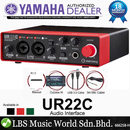 Steinberg UR22C 2X2 USB Type C Audio Interface with Cubase and Mic Cable (UR22)