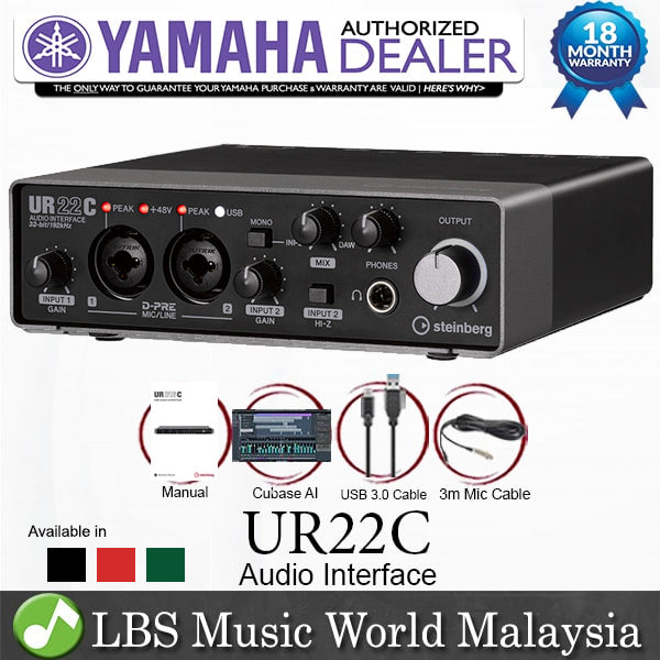 Steinberg UR22C 2X2 USB Type C Audio Interface with Cubase and Mic Cable (UR22)