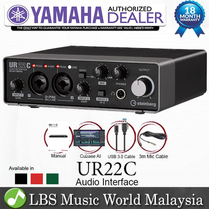 Steinberg UR22C 2X2 USB Type C Audio Interface with Cubase and Mic Cable (UR22)